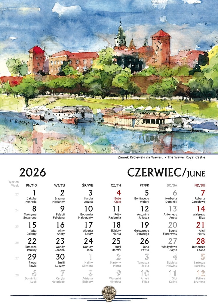 Kalendarz Biurkowy 2026 Kraków Fotografie B5