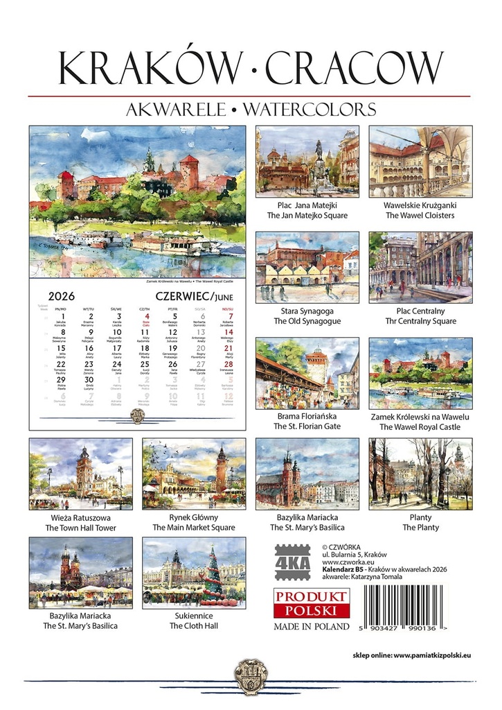 Kalendarz Biurkowy 2026 Kraków Fotografie B5