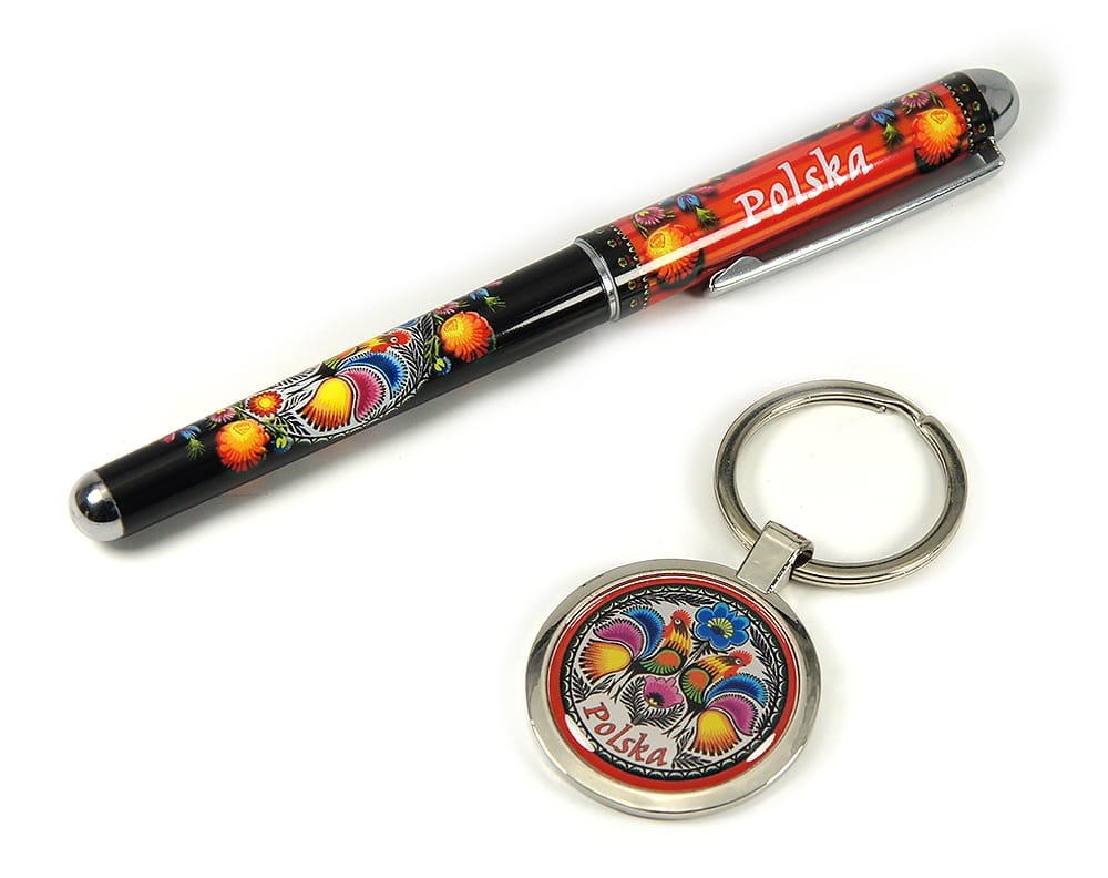 Długopis żelowy z brelokiem łowicki czarny