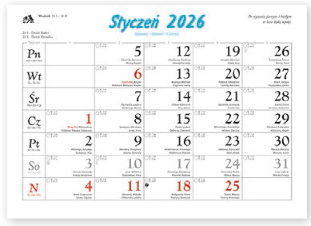 Kalendarz Rodzinny WL04 Tatry i Podhale