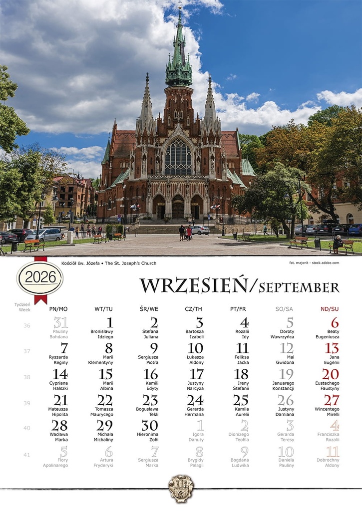 Kalendarz Ścienny 2026 Kraków Fotografia B4