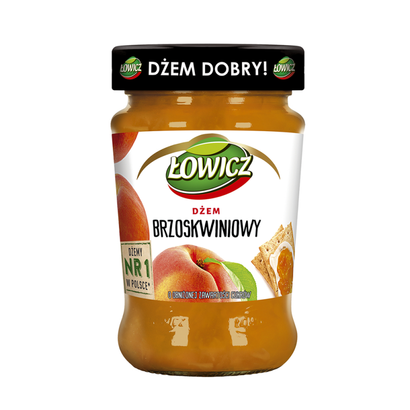 Łowicz Confiture de pêche allégée en sucre 280 g