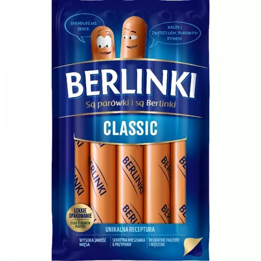 Parówki Berlinki Classic 5szt VAC Morliny 250G Animex
