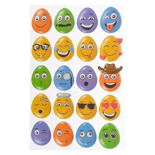 [r011-03] Autocollants Œufs de Pâques Smileys Arpex