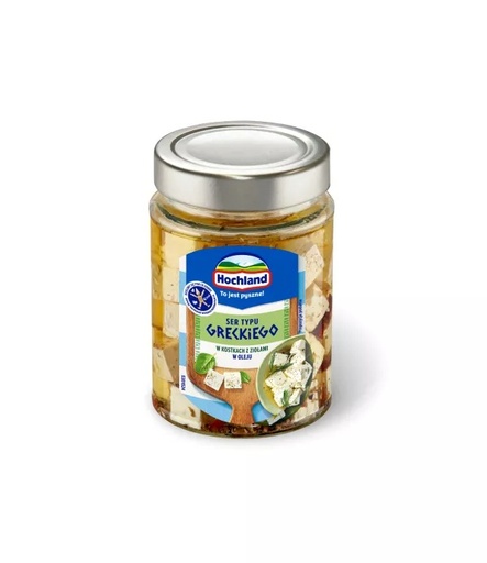 [rc-03] Brânză Tăiată Cubulețe Tip Grecesc cu Ierburi în Ulei 300g Hochland